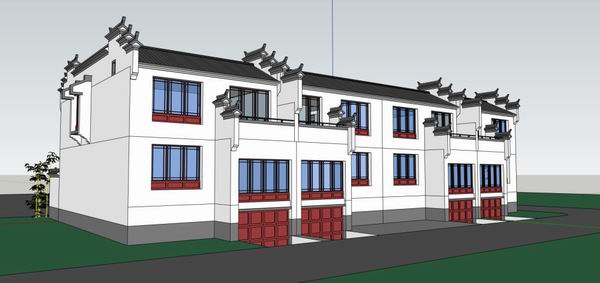 Sketchup住宅模型|多层住宅，花园洋房，中式风格