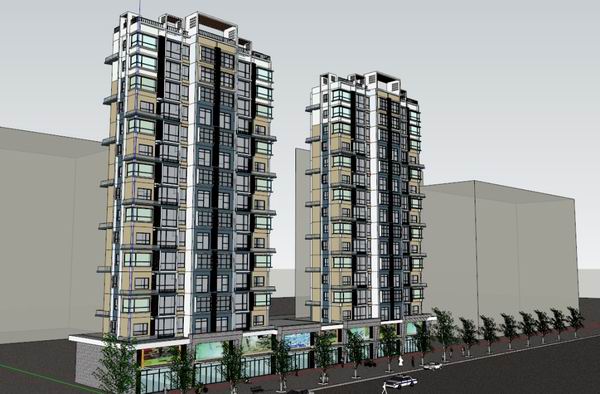 Sketchup住宅模型|高层住宅，现代风格