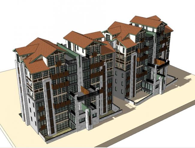 Sketchup住宅模型|多层住宅，古典风格