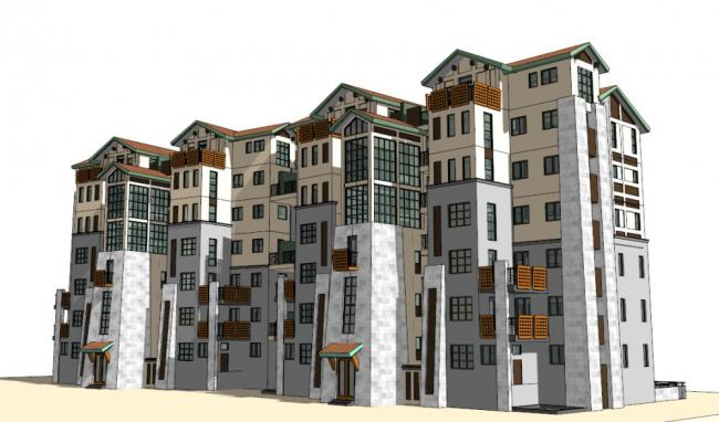 Sketchup住宅模型|多层住宅，古典风格