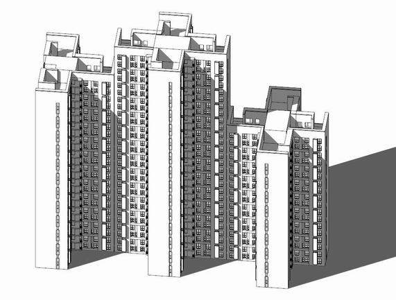 Sketchup住宅模型|高层住宅，现代风格