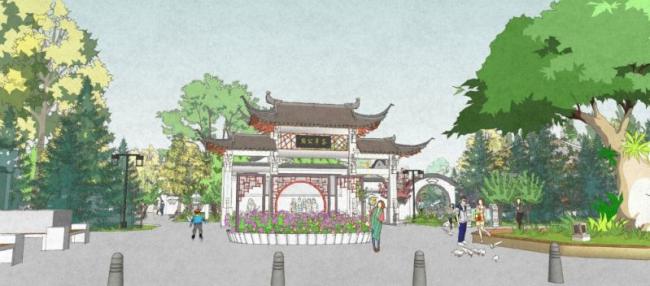 Sketchup景观模型|公园景观，中式风格，中式公园
