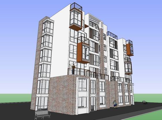 Sketchup住宅模型|多层住宅，花园洋房，现代风格