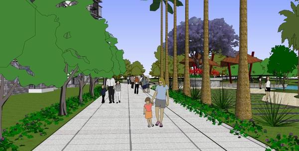 Sketchup住宅模型|高层住宅，景观公园，现代风格