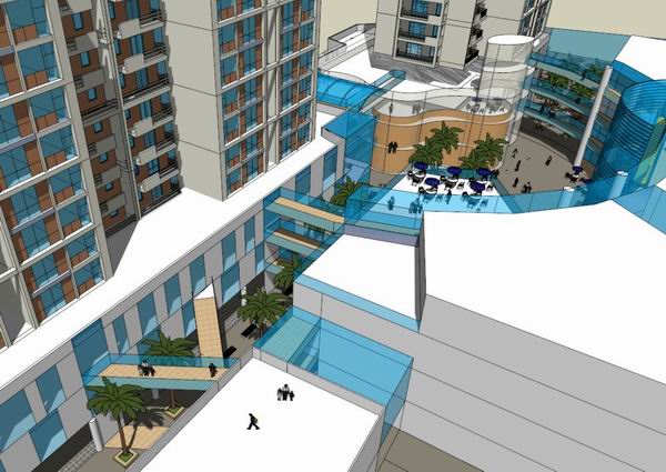 Sketchup住宅模型|高层住宅，底层商业，现代风格