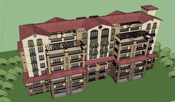 Sketchup住宅模型|多层住宅，西班牙古典风格