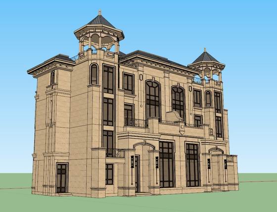 Sketchup住宅模型|多层住宅，古典风格