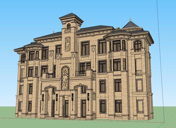 Sketchup住宅模型|多层住宅，古典风格