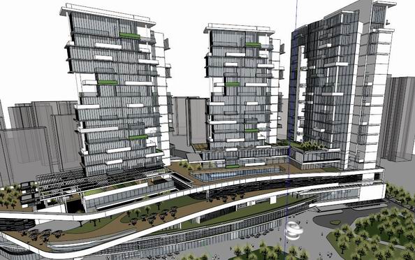 Sketchup办公模型|高层办公楼，现代风格