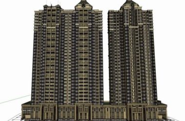 Sketchup住宅模型|超高层住宅，底层商业，古典风格-BIM建筑网
