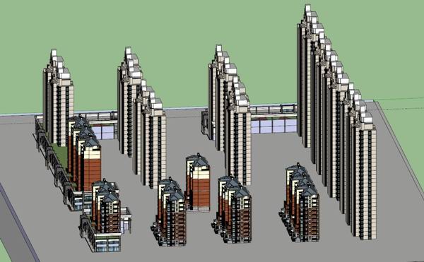 Sketchup住宅模型|超高层住宅，高层住宅，多层住宅，现代风格