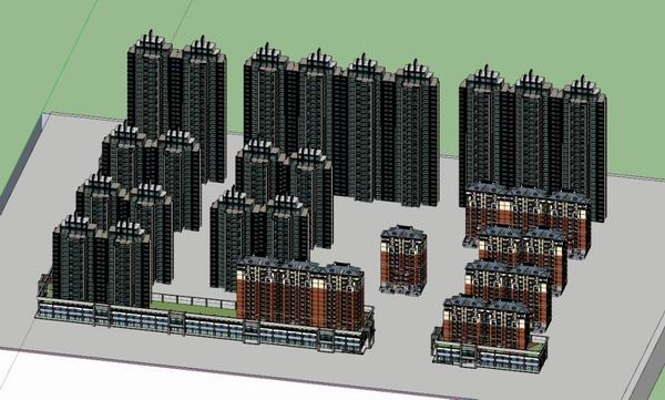 Sketchup住宅模型|超高层住宅，高层住宅，多层住宅，现代风格