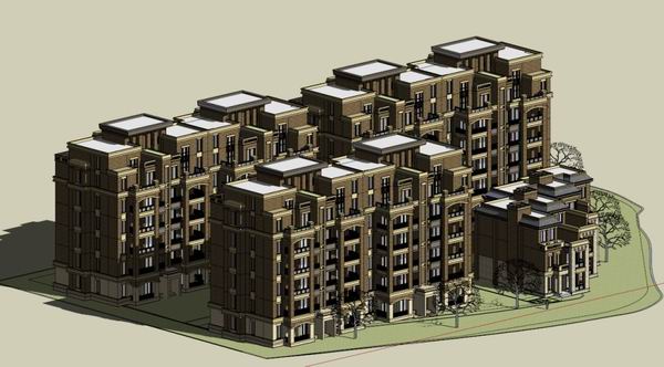 Sketchup住宅模型|多层住宅，古典风格