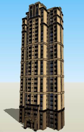 Sketchup住宅模型|超高层住宅，古典风格