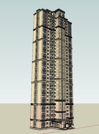 Sketchup住宅模型|超高层住宅，古典风格