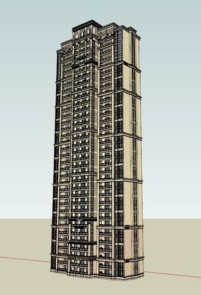 Sketchup住宅模型|超高层住宅，古典风格