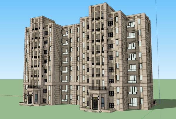 Sketchup住宅模型|多层住宅，现代风格