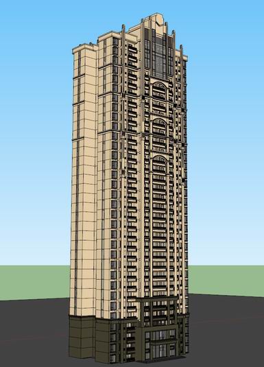 Sketchup住宅模型|超高层住宅，现代风格