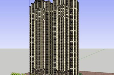 Sketchup住宅模型|高层住宅，底部商业，古典风格-BIM建筑网
