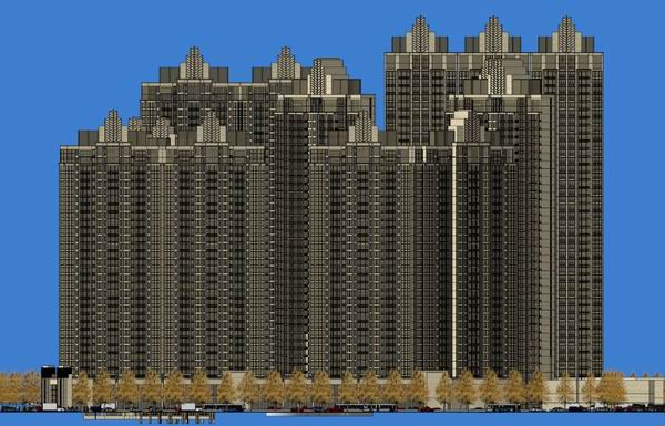 Sketchup住宅模型|高层住宅，底部商业，古典风格