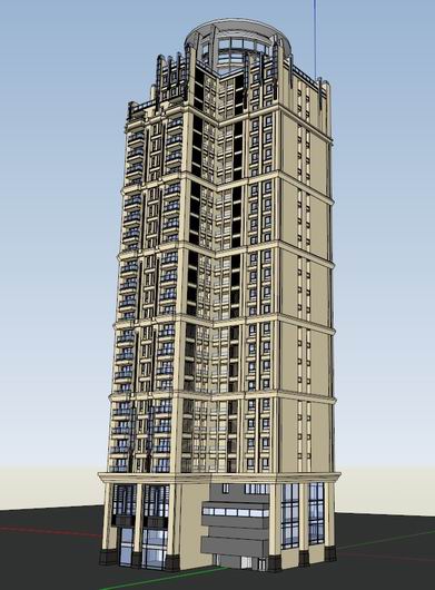 Sketchup住宅模型|高层住宅，古典风格