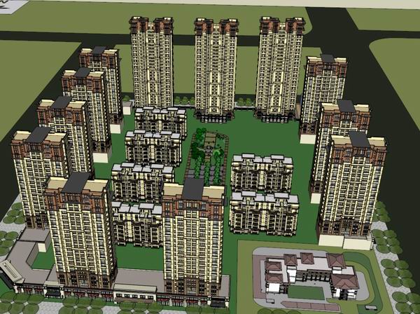 Sketchup住宅模型|高层住宅，多层住宅，古典风格