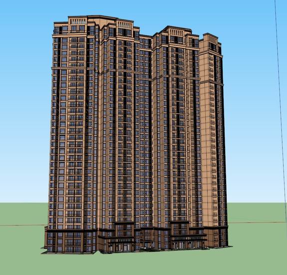Sketchup住宅模型|超高层住宅，古典风格