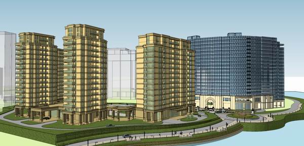 Sketchup酒店模型|高层住宅，曲面旅馆，现代风格