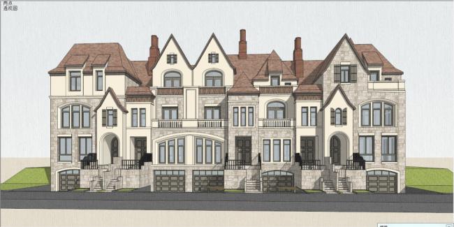 Sketchup住宅模型|多层住宅，古典风格