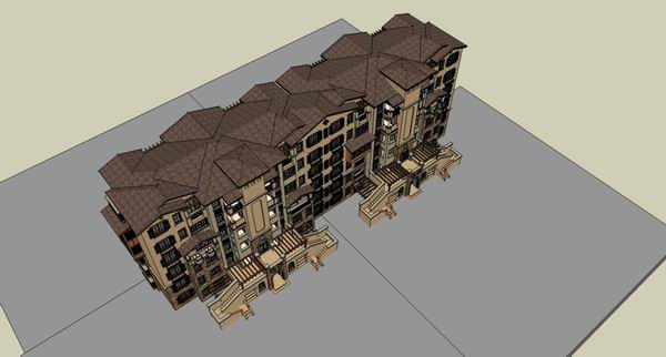 Sketchup住宅模型|多层住宅，古典风格
