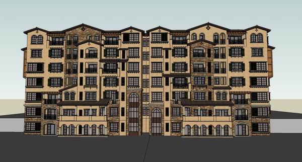 Sketchup住宅模型|多层住宅，古典风格