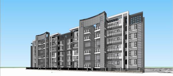 Sketchup住宅模型|多层住宅，现代风格