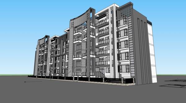 Sketchup住宅模型|多层住宅，现代风格