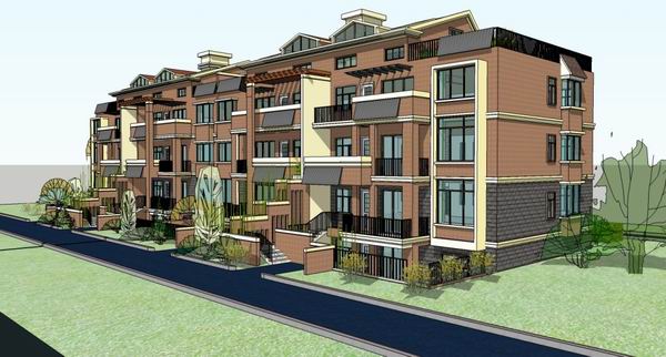 Sketchup住宅模型|多层住宅，花园洋房，古典风格