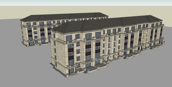 Sketchup住宅模型|多层住宅，洋房，古典风格
