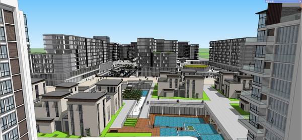 Sketchup住宅模型|多层住宅，高层住宅，现代风格