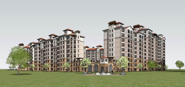 Sketchup住宅模型|高层住宅，古典风格，11层