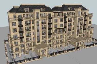 Sketchup住宅模型|多层住宅，洋房，古典风格，7层-BIM建筑网