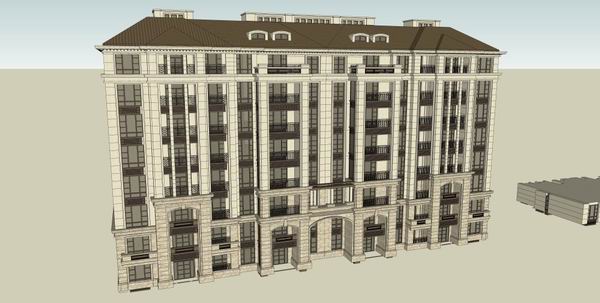 Sketchup住宅模型|多层住宅，古典风格