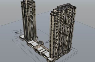 Sketchup住宅模型|超高层住宅，底部商业，现代风格，30层-BIM建筑网