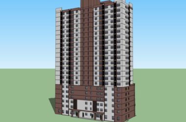 Sketchup住宅模型|高层住宅，底部商业，现代风格，22层-BIM建筑网