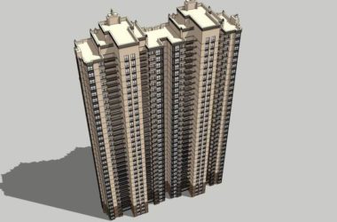 Sketchup住宅模型|超高层住宅，古典风格，33层-BIM建筑网