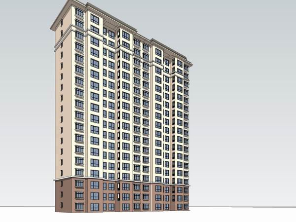 Sketchup住宅模型|高层住宅，古典风格，18层