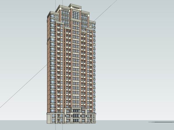 Sketchup住宅模型|高层住宅，古典风格，18层