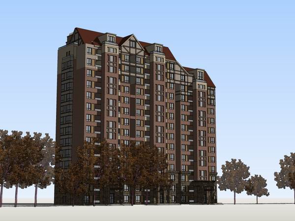 Sketchup住宅模型|高层住宅楼，古典风格，14层，德式