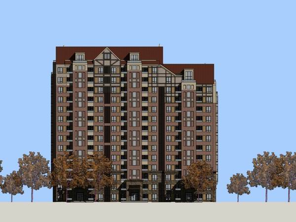 Sketchup住宅模型|高层住宅楼，古典风格，14层，德式