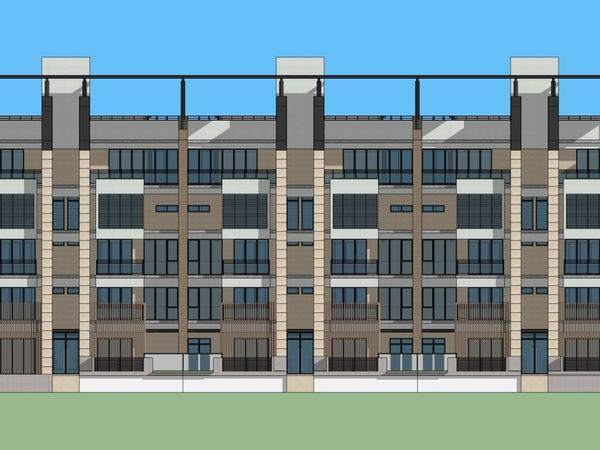 Sketchup住宅模型|多层住宅，现代风格，6层