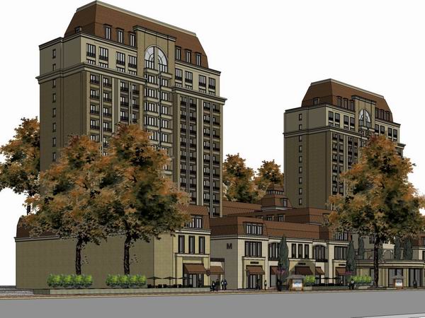 Sketchup住宅模型|高层住宅，古典风格，16层