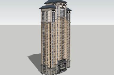 Sketchup住宅模型|高层住宅，古典风格，26层-BIM建筑网