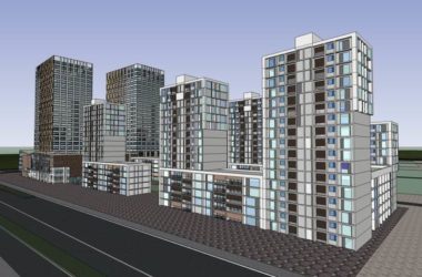 Sketchup住宅模型|高层住宅，底部商业，沿街底商，现代风格，19层-BIM建筑网